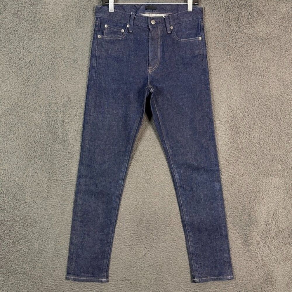 Uniqlo Jeans Mens 30x32 Blue Slim Fit Stretch Dark Wash Selvedge Denim Pants